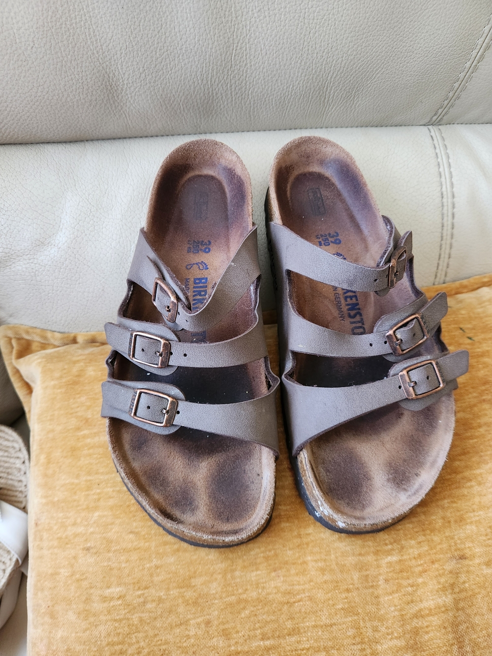 Birkenstock Men's Triple-Strap Sandals in Taupe Brown